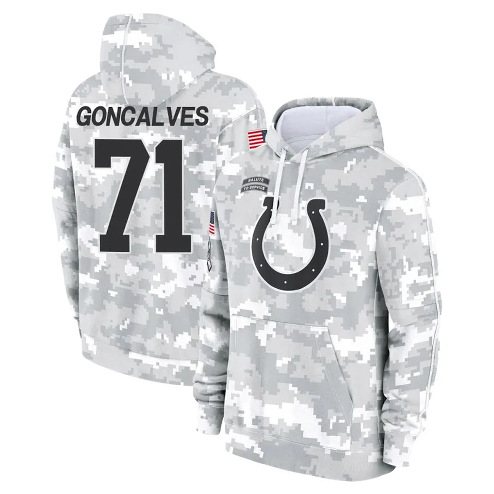 Pkot IN.Colts #71 Matt Goncalves Player Arctic Camo Salute to Service Hoodies Limited Game Stitched Jerseys