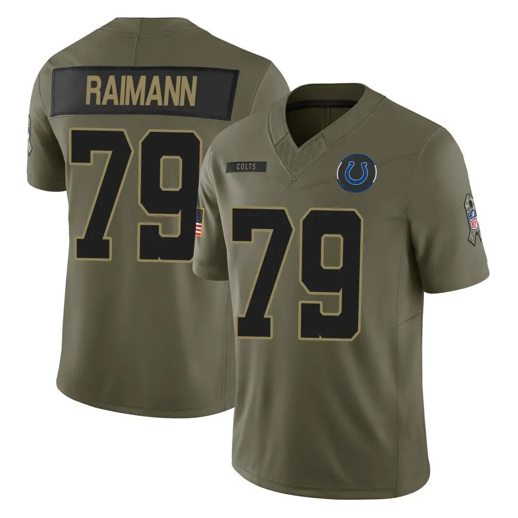 Pkot IN.Colts #79 Bernhard Raimann Player Olive 2025 Salute To Service Limited Game Stitched Jerseys
