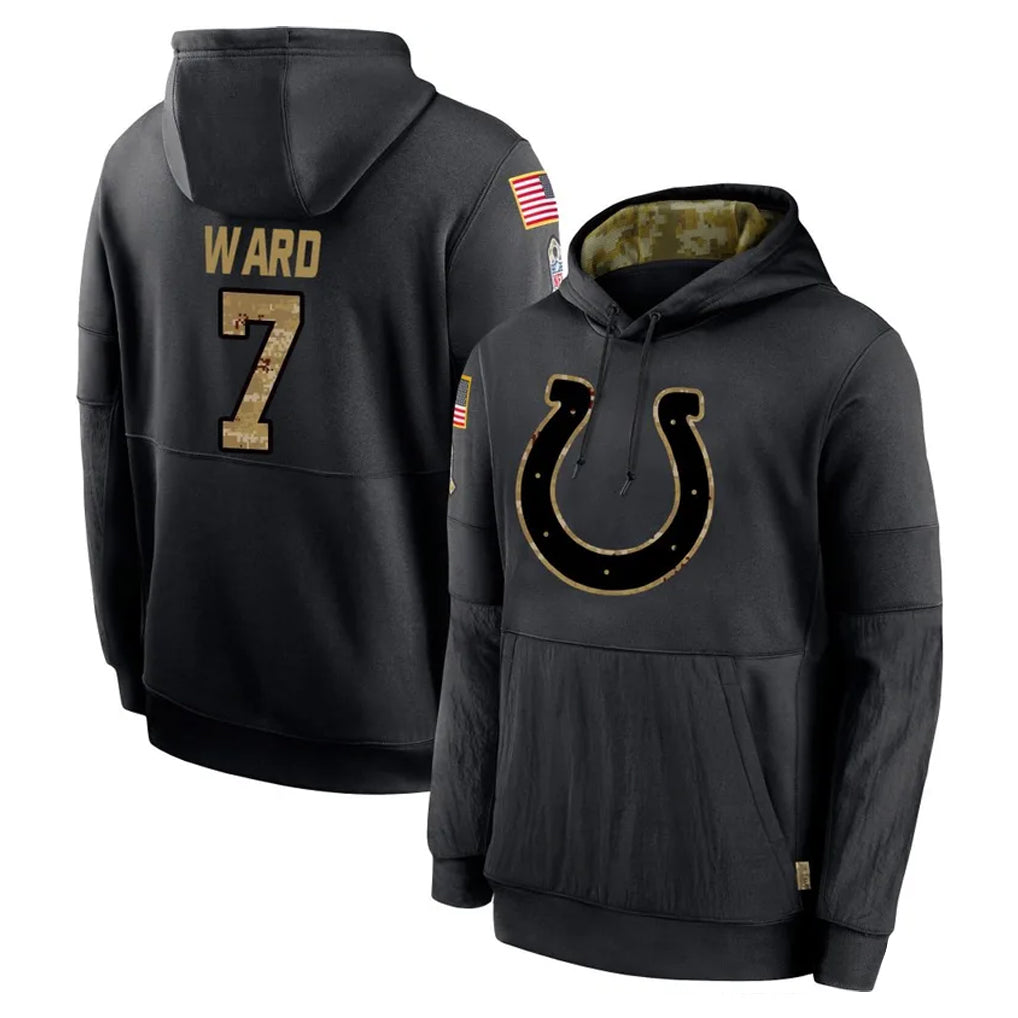 Pkot IN.Colts #7 Charvarius Ward Sr. Player Black Salute to Service Hoodies Limited Game Stitched Jerseys