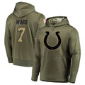 Pkot IN.Colts #7 Charvarius Ward Sr. Player Olive Salute to Service Pullover Hoodies Home Game Stitched Jerseys