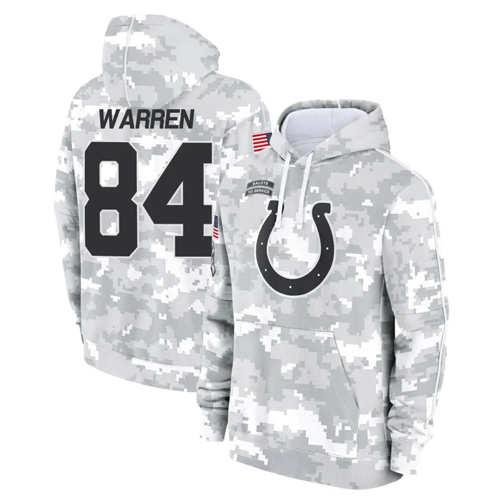 Pkot IN.Colts #84 Tyler Warren Player Arctic Camo Salute to Service Hoodies Limited Game Stitched Jerseys
