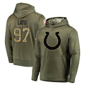 Pkot IN.Colts #97 Laiatu Latu Player Olive Salute to Service Pullover Hoodies Home Game Stitched Jerseys