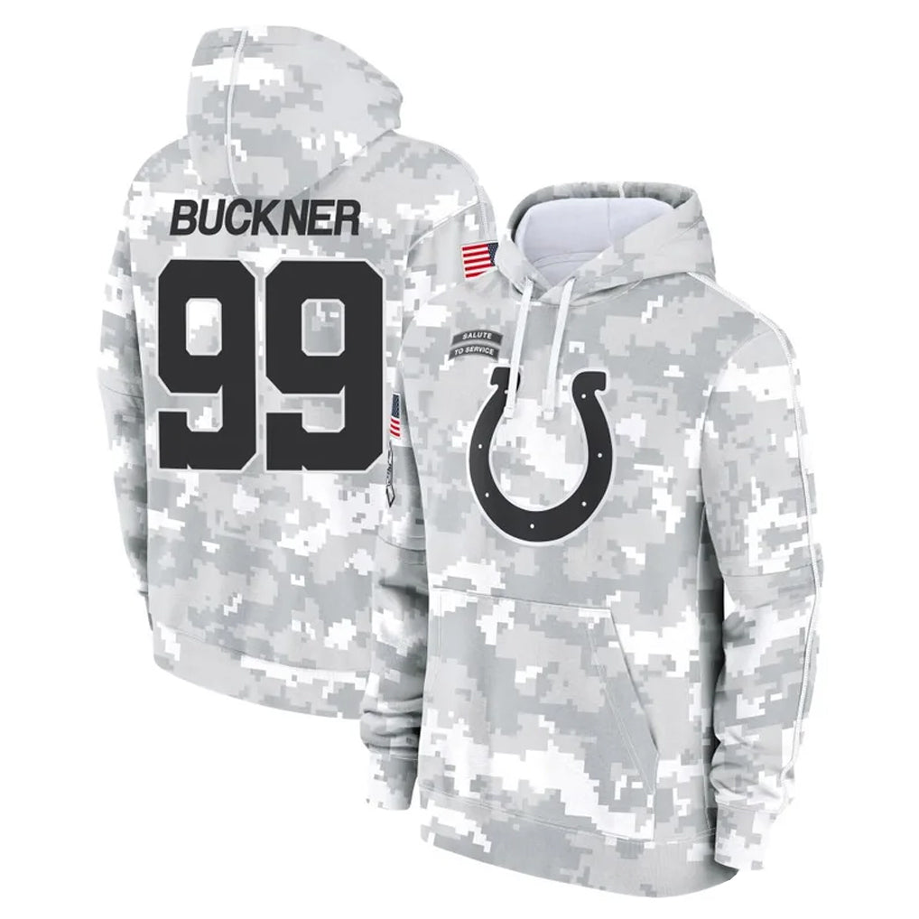 Pkot IN.Colts #99 DeForest Buckner Player Arctic Camo Salute to Service Hoodies Limited Game Stitched Jerseys