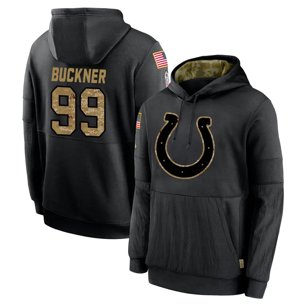 Pkot IN.Colts #99 DeForest Buckner Player Black Salute to Service Hoodies Limited Game Stitched Jerseys
