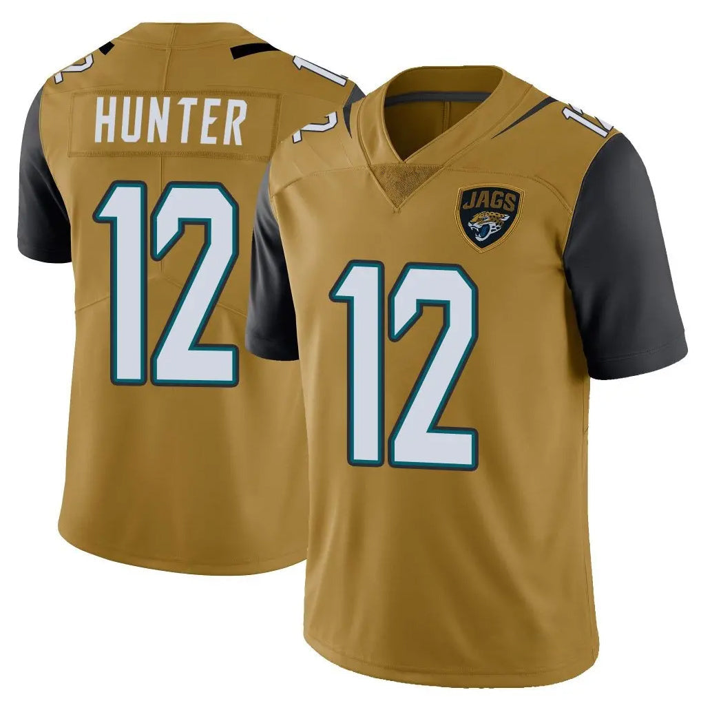 pkot J.Jaguars #12 Travis Hunter Player Gold Vapor Limited Home Game Stitched Jerseys