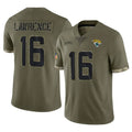 pkot J.Jaguars #16 Trevor Lawrence Player Olive Salute To Service Limited Stitched Jerseys