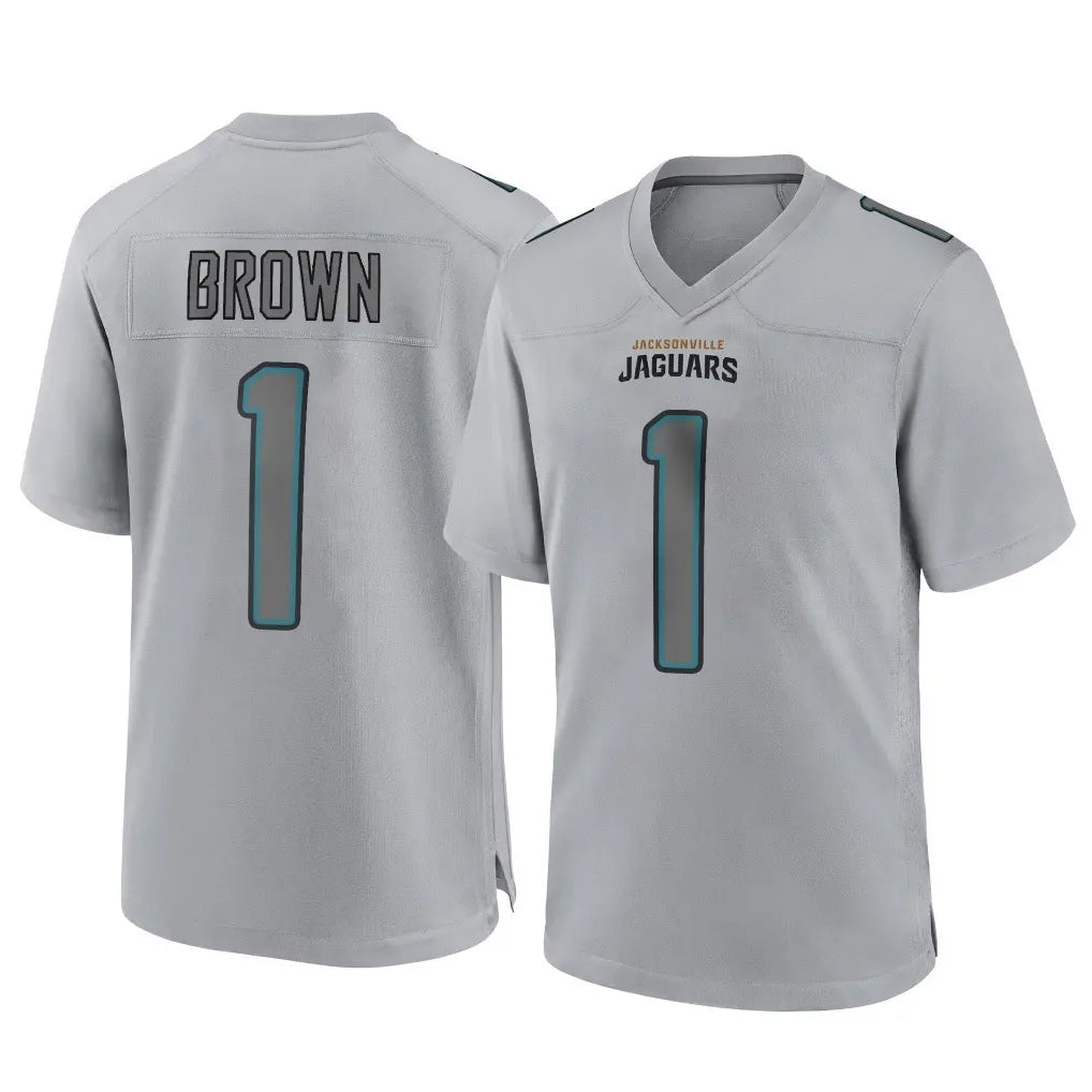 pkot J.Jaguars #1 Montaric Brown Player Gray Atmosphere Fashion Home Game Stitched Jerseys