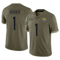 pkot J.Jaguars #1 Montaric Brown Player Olive Salute To Service Limited Stitched Jerseys