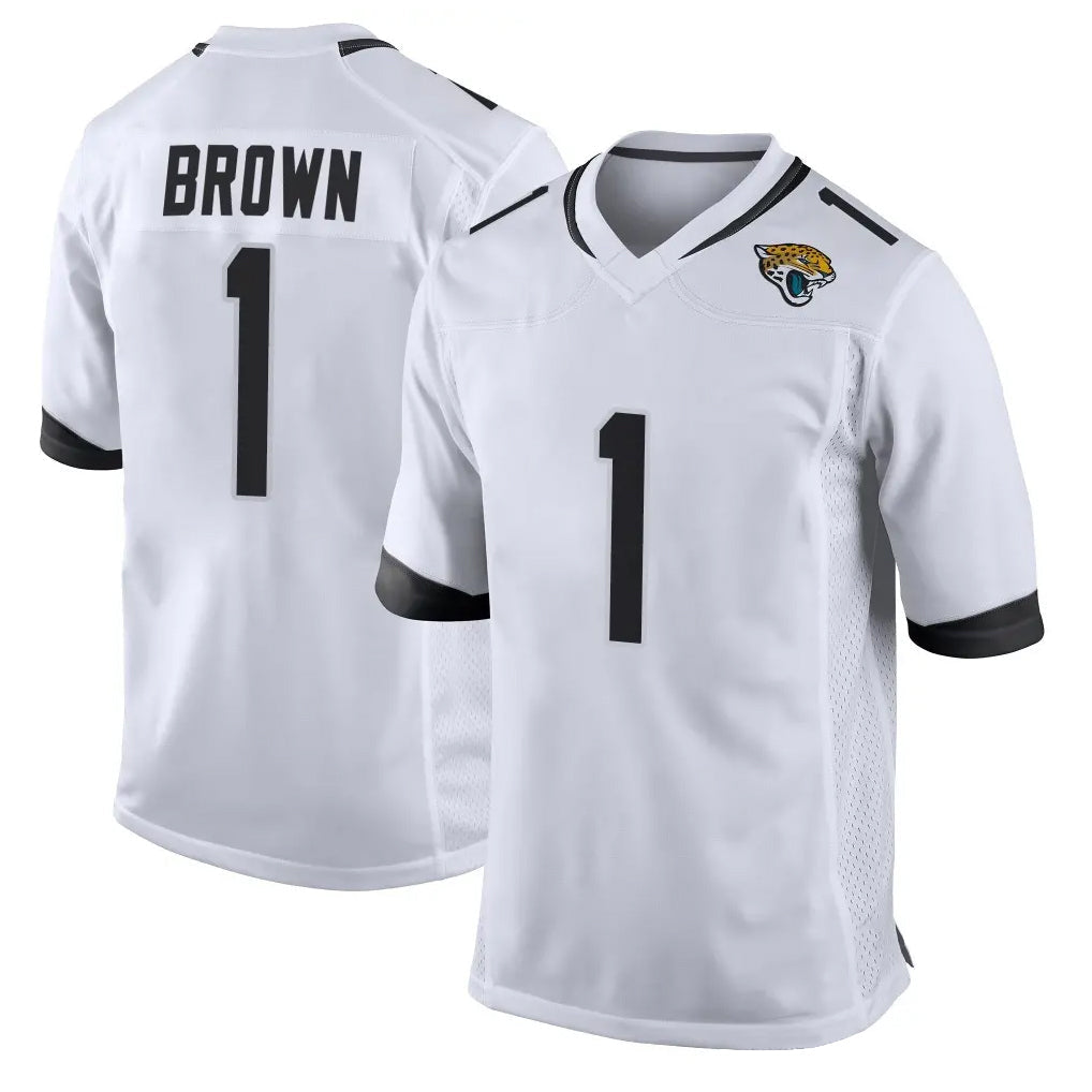pkot J.Jaguars #1 Montaric Brown Player White Home Game Stitched Jerseys