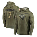 pkot J.Jaguars #7 Brian Thomas Jr. Player Olive Salute to Service Pullover Hoodies Home Game Stitched Jerseys