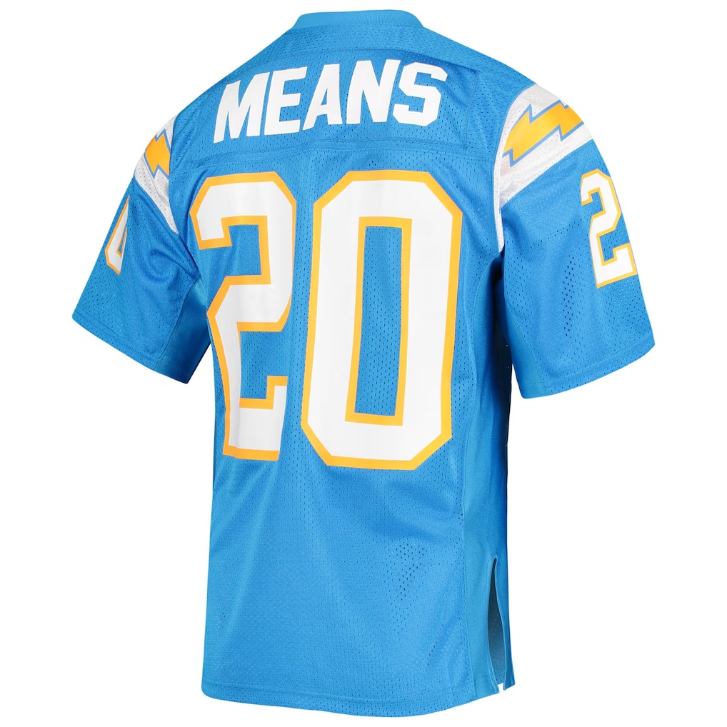 Pkot  LA.Chargers 1994 #20 Natrone Means Mitchell & Ness Powder Blue Authentic Throwback Retired Player Stitched Jerseys