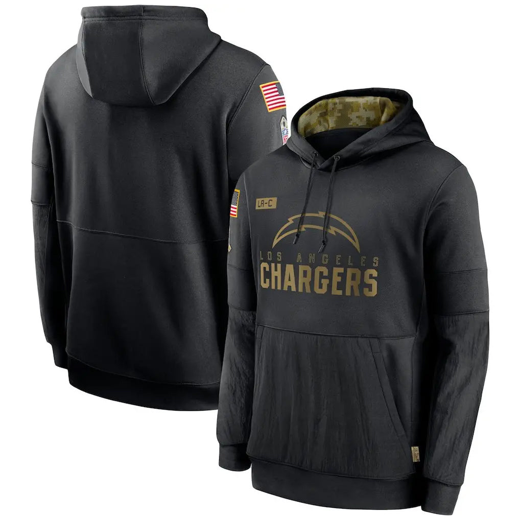 Pkot LA.Chargers Black Salute to Service Hoodies Limited Game Blank Player Stitched Jerseys