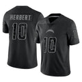 Pkot LA.Chargers #10 Justin Herbert Player Black Limited Reflective Home Game Stitched Jerseys