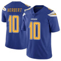 Pkot LA.Chargers #10 Justin Herbert Player Royal Limited Color Rush Vapor Untouchable Home Game Stitched Jerseys