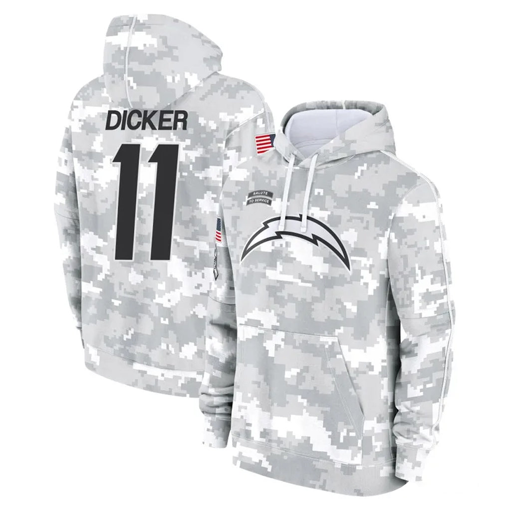Pkot LA.Chargers #11 Cameron Dicker Player Arctic Camo Salute to Service Hoodies Limited Game Stitched Jerseys