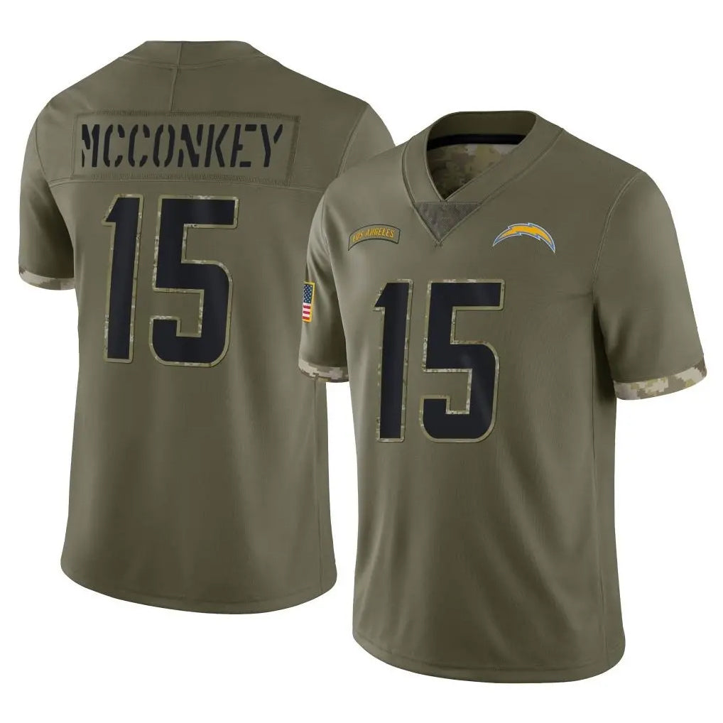 Pkot LA.Chargers #15 Ladd McConkey Player Olive Salute To Service Limited Stitched Jerseys