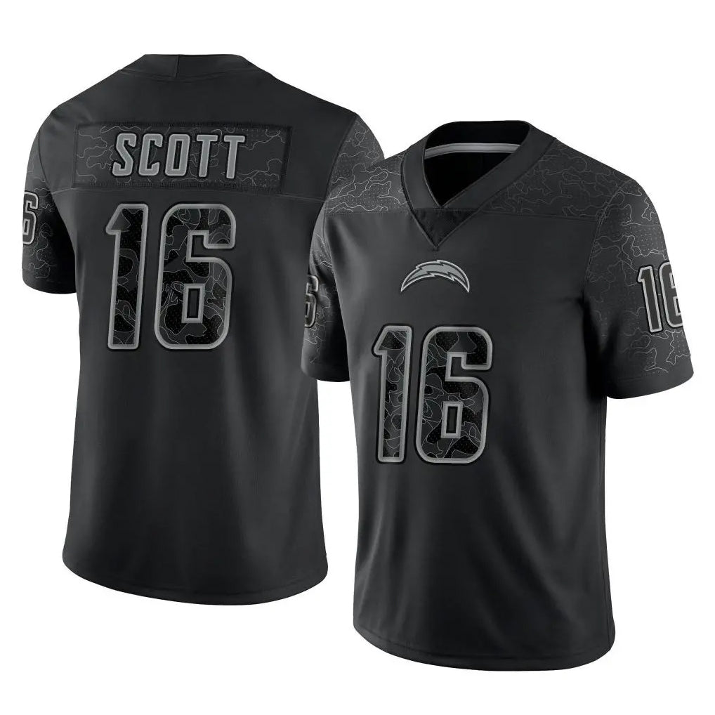 Pkot LA.Chargers #16 J.K. Scott Player Black Limited Reflective Home Game Stitched Jerseys