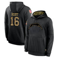 Pkot LA.Chargers #16 J.K. Scott Player Black Salute to Service Hoodies Limited Game Stitched Jerseys