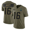 Pkot LA.Chargers #16 J.K. Scott Player Olive 2025 Salute To Service Limited Game Stitched Jerseys