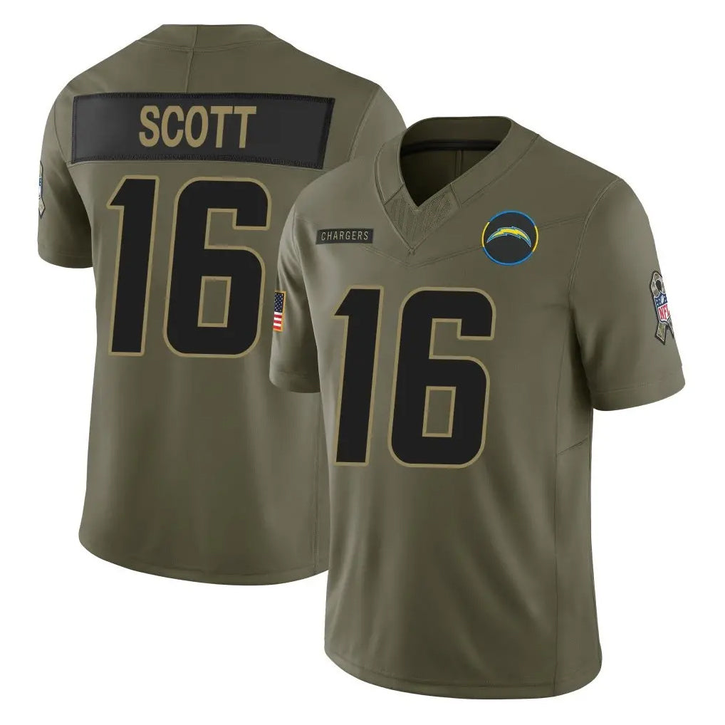 Pkot LA.Chargers #16 J.K. Scott Player Olive 2025 Salute To Service Limited Game Stitched Jerseys
