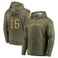 Pkot LA.Chargers #16 J.K. Scott Player Olive Salute to Service Pullover Hoodies Home Game Stitched Jerseys