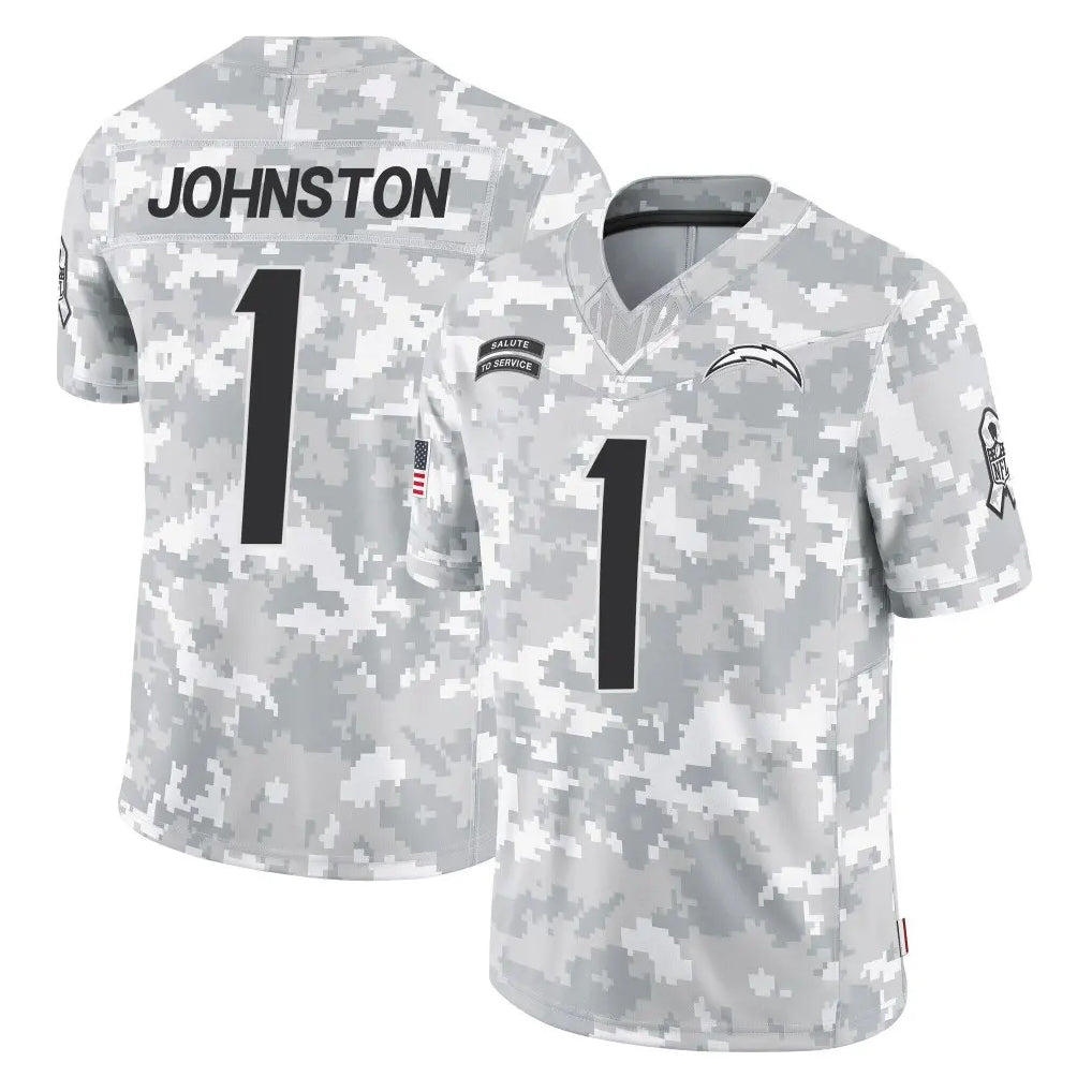 Pkot  LA.Chargers #1 Quentin Johnston Player Arctic Camo Salute To Service Limited Game Stitched Jerseys
