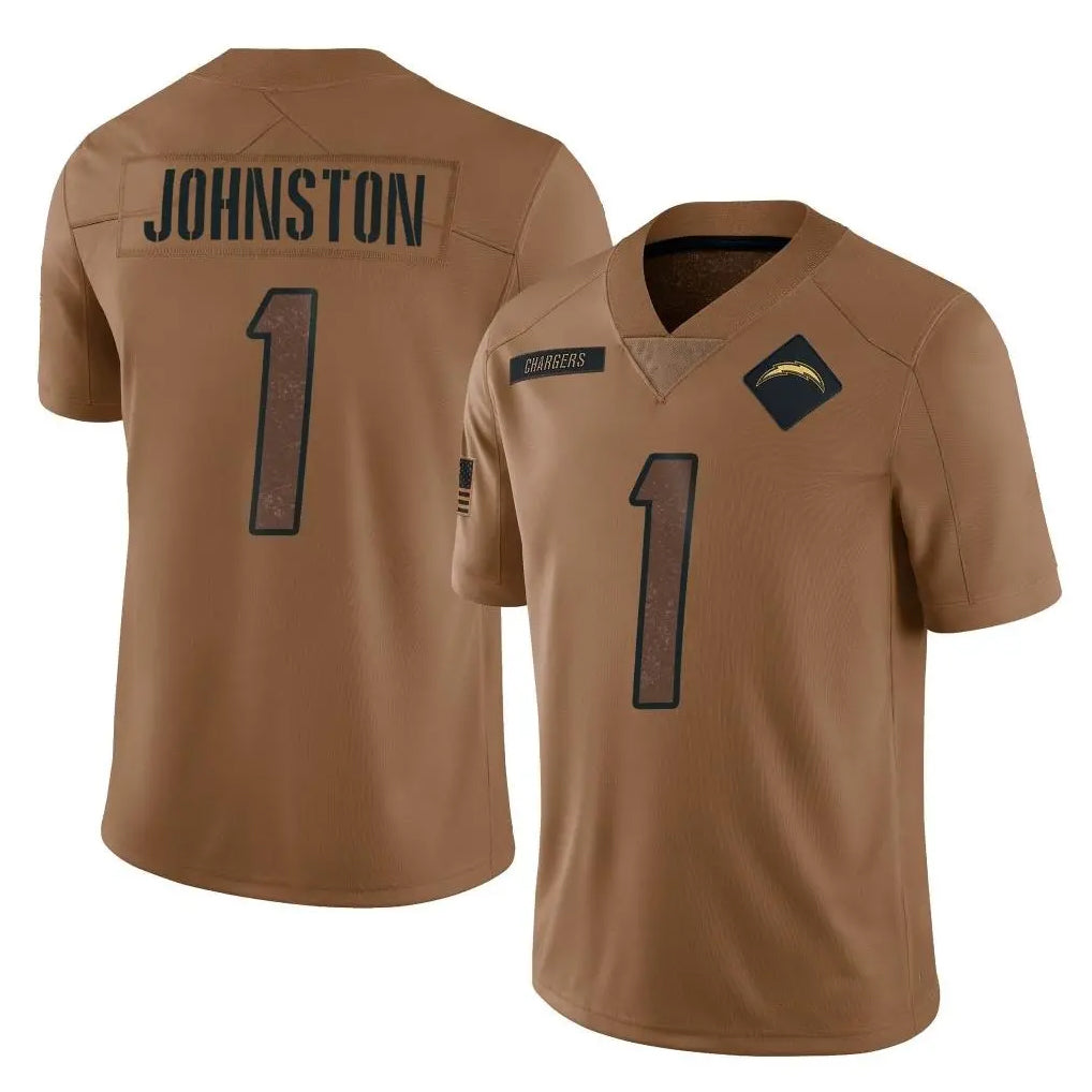 Pkot  LA.Chargers #1 Quentin Johnston Player Brown Salute To Service Limited Stitched Jerseys