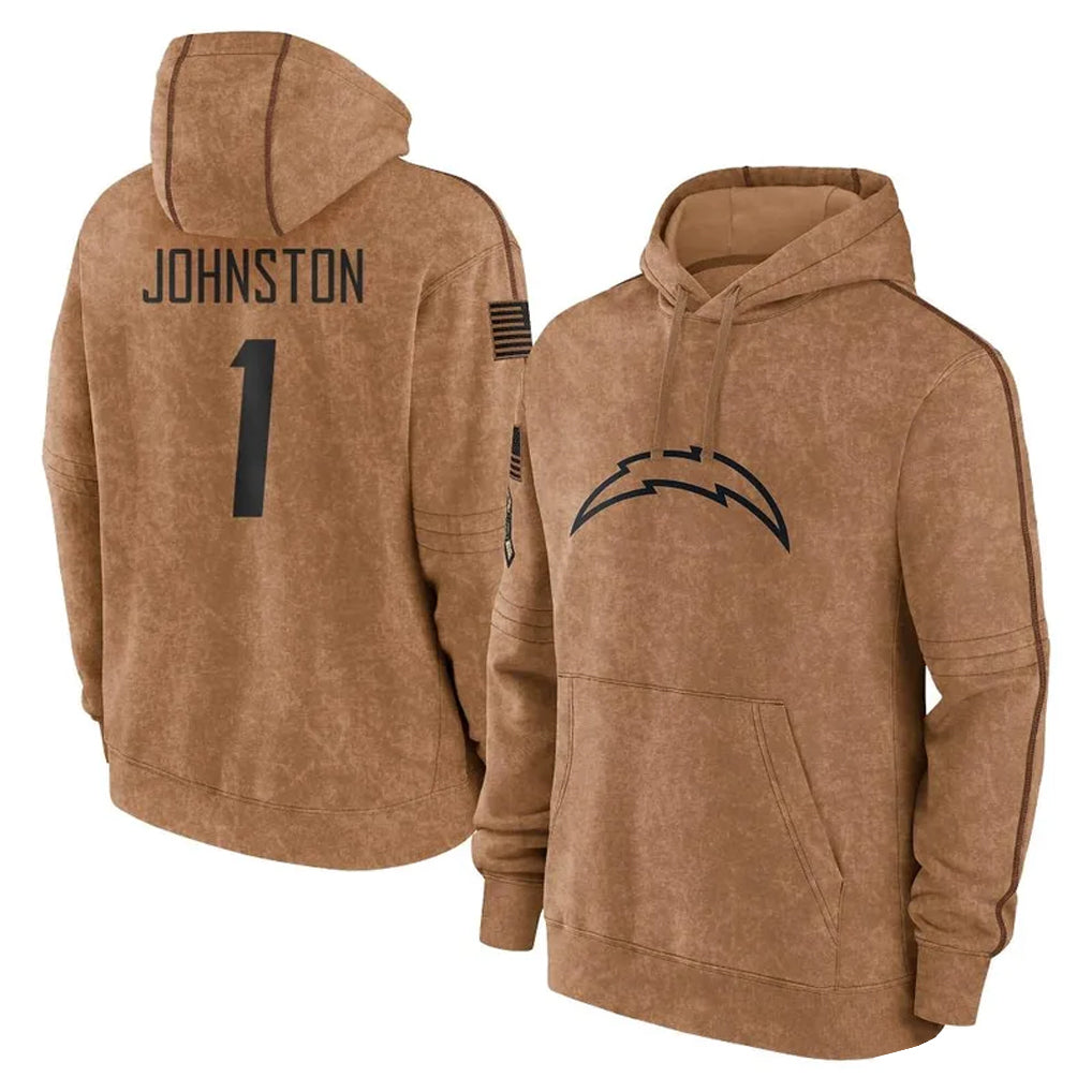 Pkot  LA.Chargers #1 Quentin Johnston Player Brown Salute to Service Hoodies Limited Game Stitched Jerseys