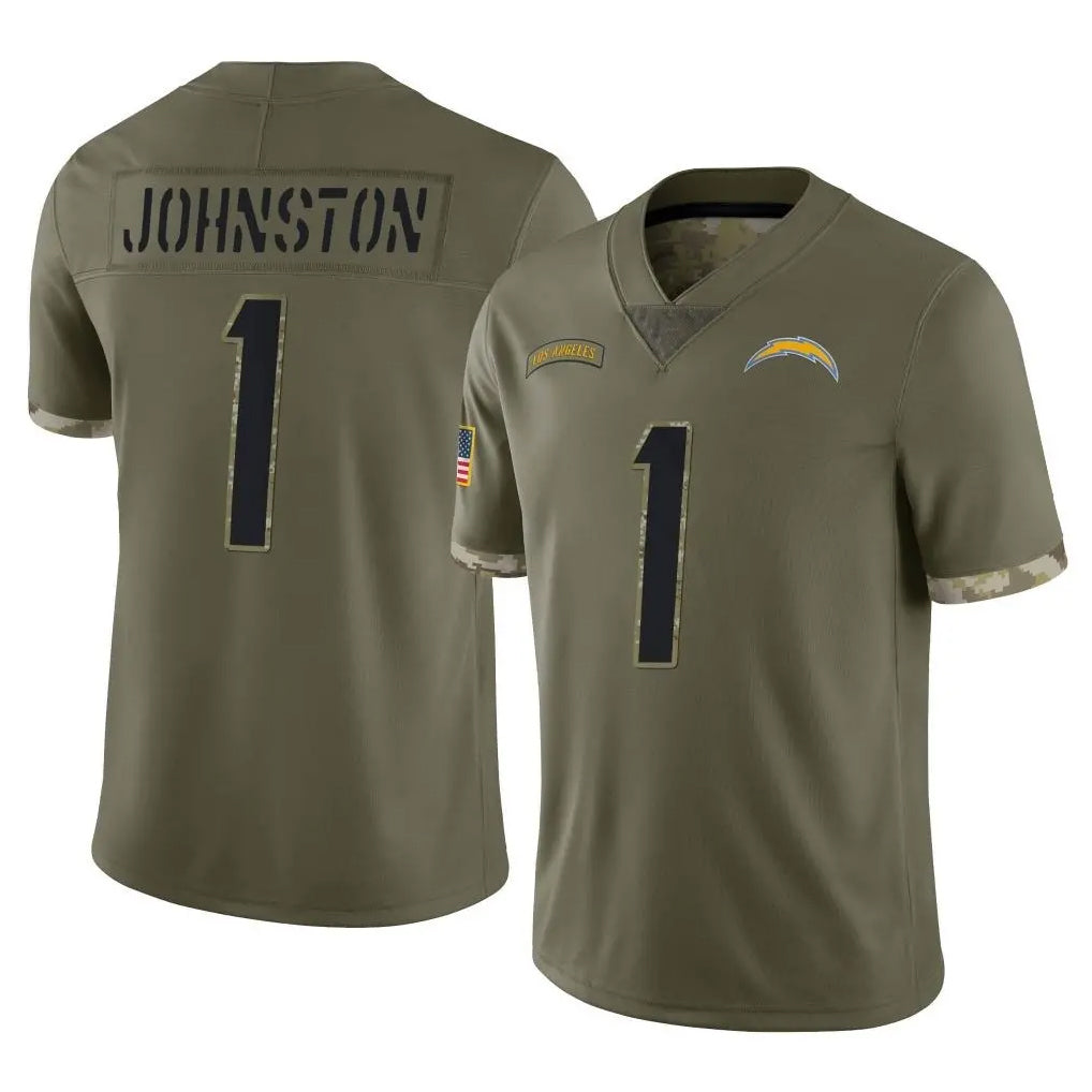 Pkot  LA.Chargers #1 Quentin Johnston Player Olive Salute To Service Limited Stitched Jerseys