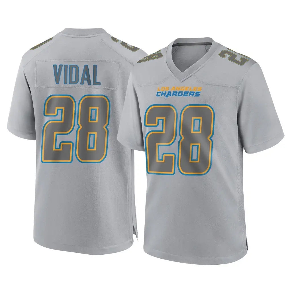 Pkot LA.Chargers #28 Kimani Vidal Player Gray Atmosphere Fashion Home Game Stitched Jerseys