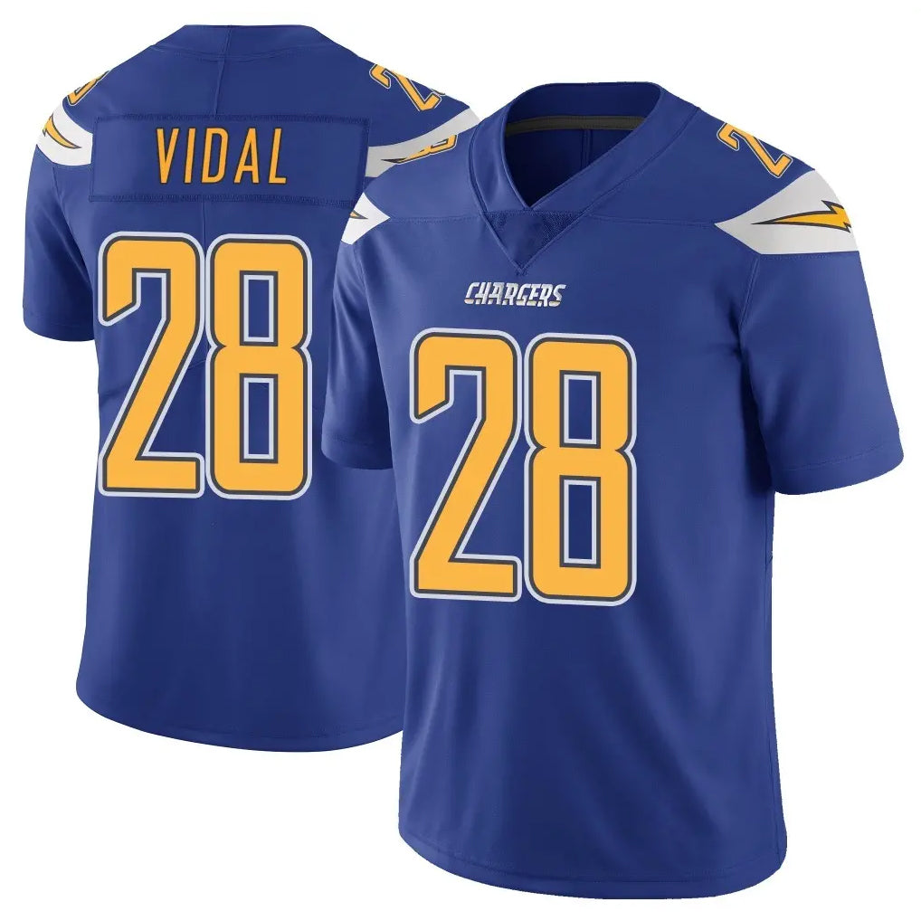 Pkot LA.Chargers #28 Kimani Vidal Player Royal Limited Color Rush Vapor Untouchable Home Game Stitched Jerseys