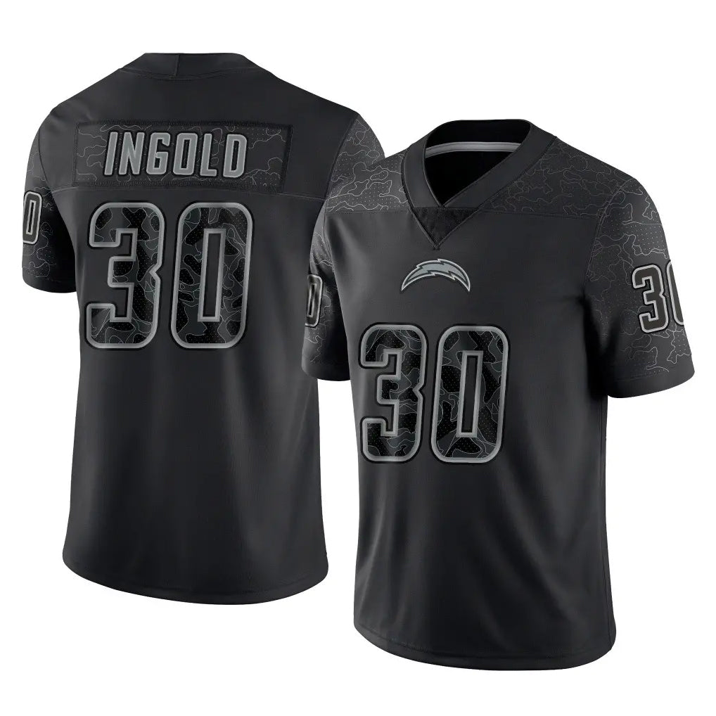 Pkot LA.Chargers #30 Alec Ingold Player Black Limited Reflective Home Game Stitched Jerseys