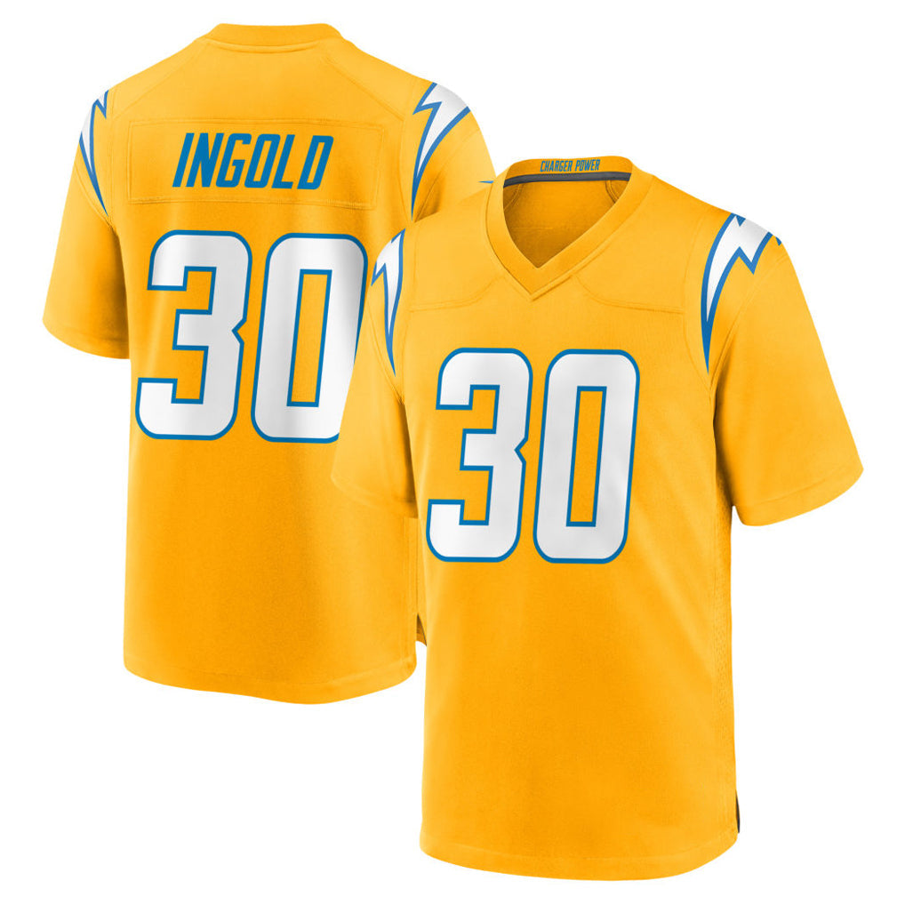 Pkot LA.Chargers #30 Alec Ingold Player Gold Home Game Stitched Jerseys