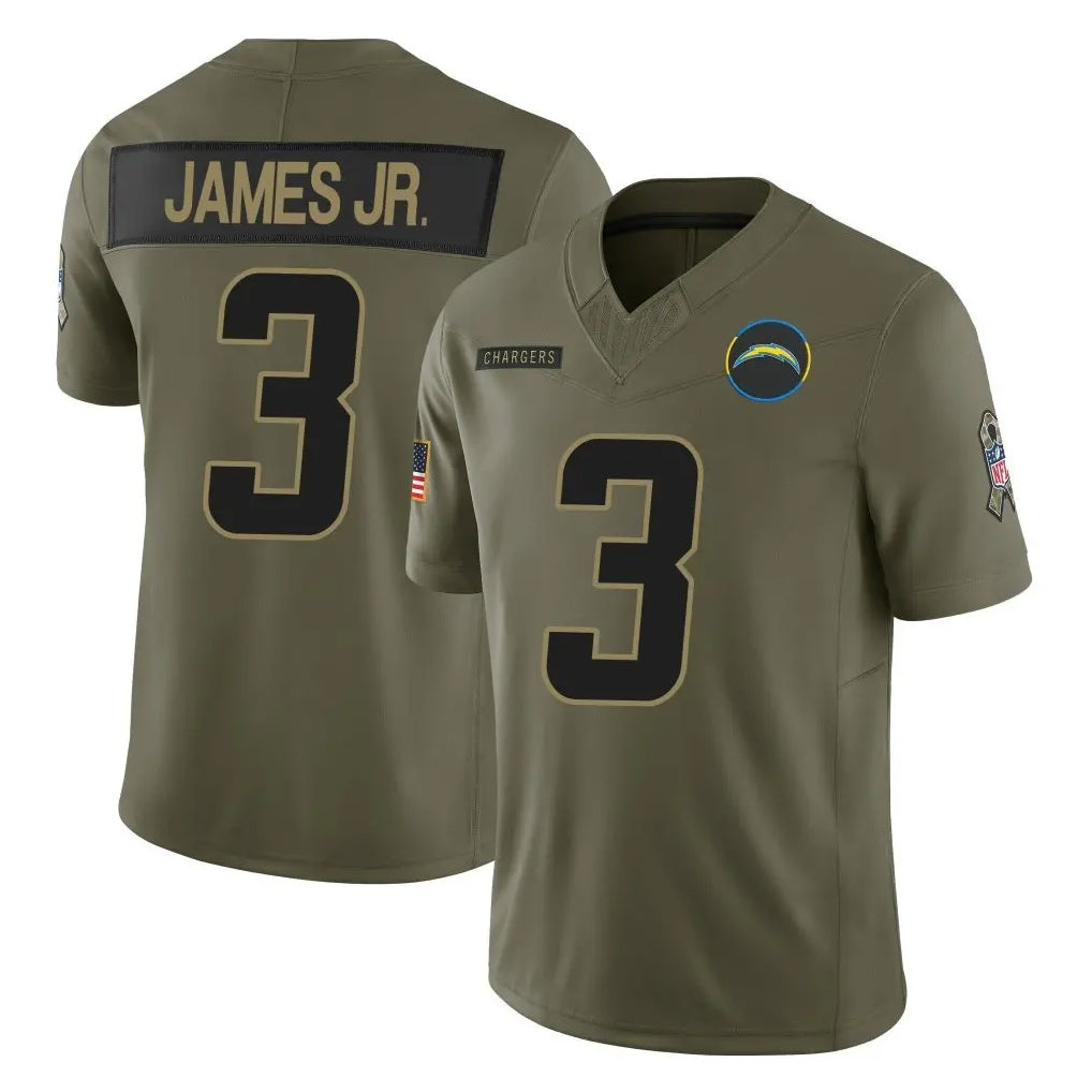 Pkot LA.Chargers #3 Derwin James Jr. Player Olive 2025 Salute To Service Limited Game Stitched Jerseys
