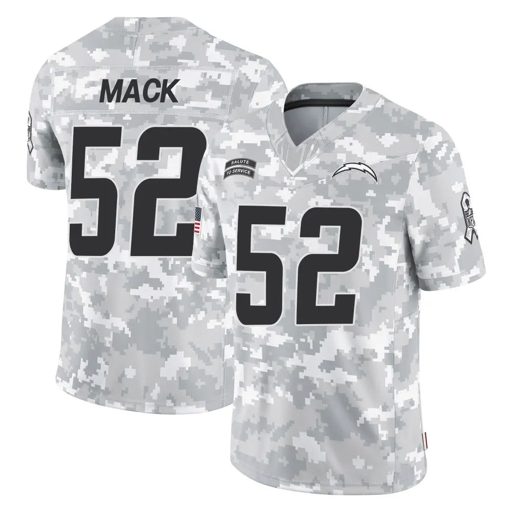 Pkot LA.Chargers #52 Khalil Mack Player Arctic Camo Salute To Service Limited Game Stitched Jerseys