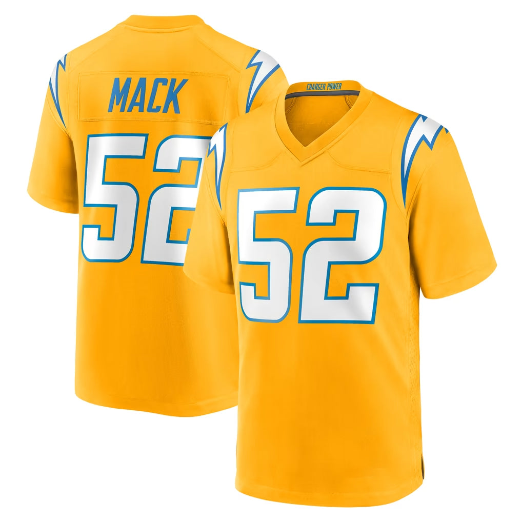 Pkot LA.Chargers #52 Khalil Mack Player Gold Home Game Stitched Jerseys