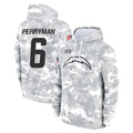 Pkot LA.Chargers #6 Denzel Perryman Player Arctic Camo Salute to Service Hoodies Limited Game Stitched Jerseys