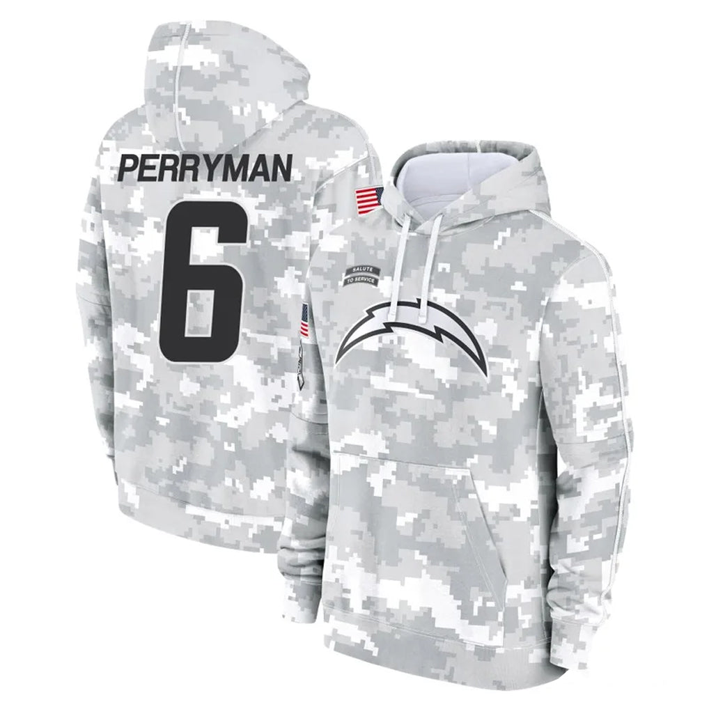 Pkot LA.Chargers #6 Denzel Perryman Player Arctic Camo Salute to Service Hoodies Limited Game Stitched Jerseys