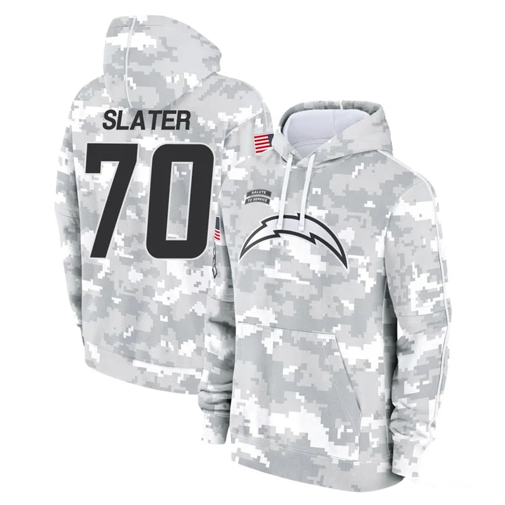 Pkot LA.Chargers #70 Rashawn Slater Player Arctic Camo Salute to Service Hoodies Limited Game Stitched Jerseys
