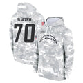 Pkot LA.Chargers #70 Rashawn Slater Player Arctic Camo Salute to Service Hoodies Limited Game Stitched Jerseys
