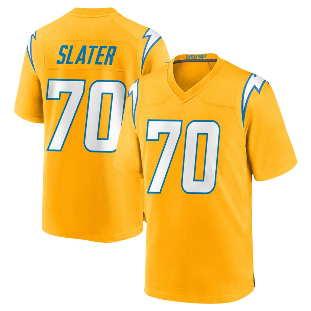 Pkot LA.Chargers #70 Rashawn Slater Player Gold Home Game Stitched Jerseys