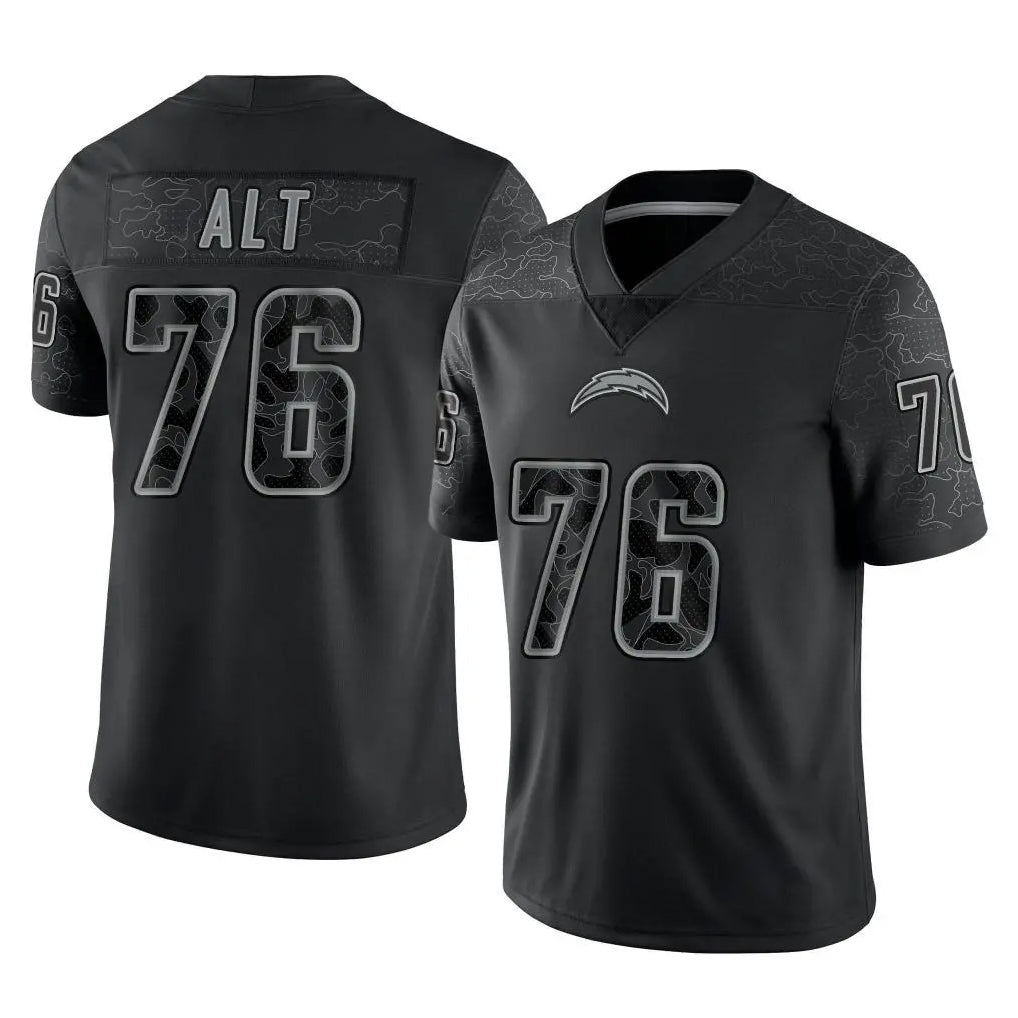 Pkot LA.Chargers #76 Joe Alt Player Black Limited Reflective Home Game Stitched Jerseys