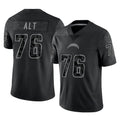 Pkot LA.Chargers #76 Joe Alt Player Black Limited Reflective Home Game Stitched Jerseys