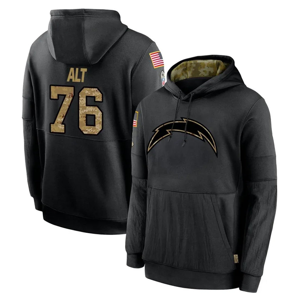 Pkot LA.Chargers #76 Joe Alt Player Black Salute to Service Hoodies Limited Game Stitched Jerseys