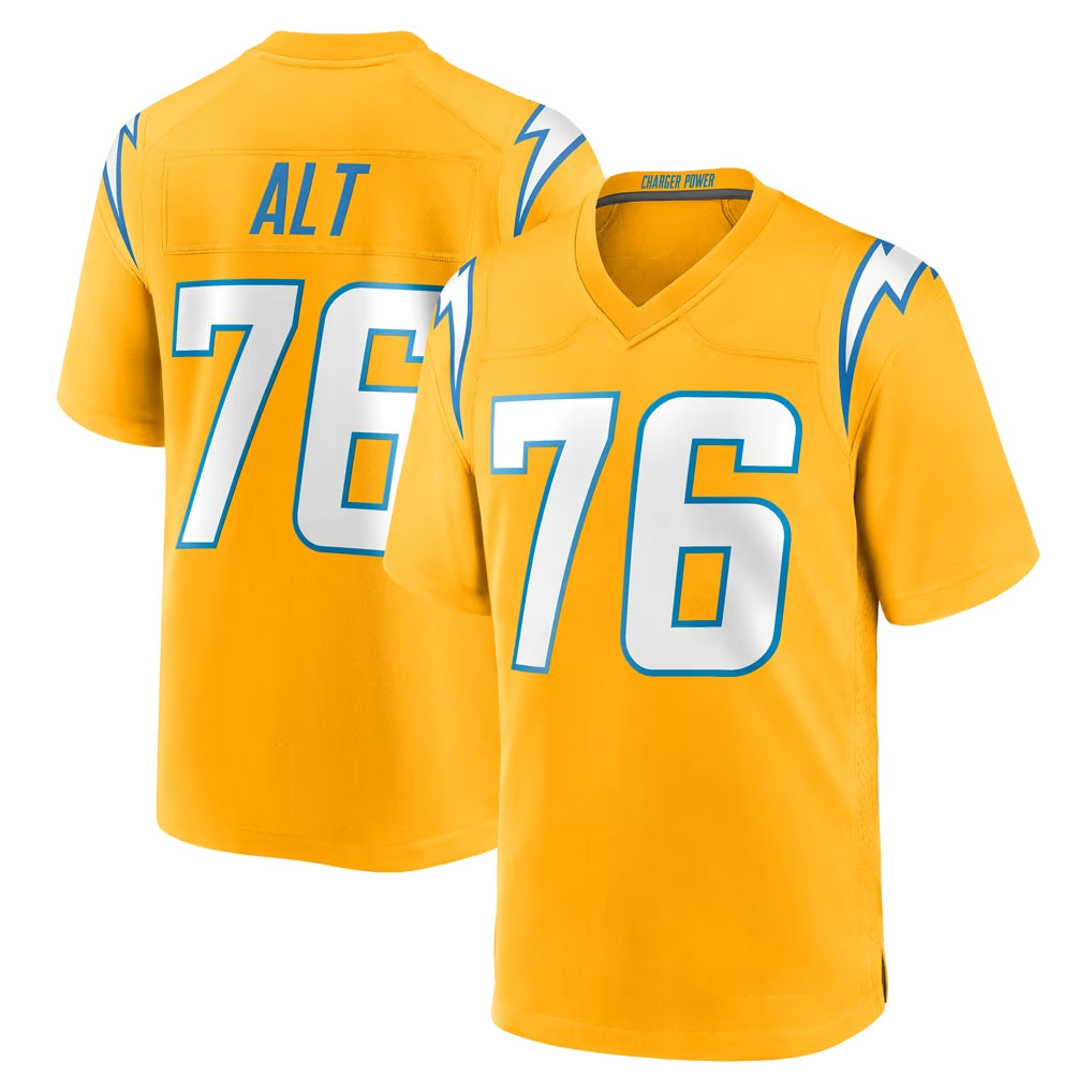 Pkot LA.Chargers #76 Joe Alt Player Gold Home Game Stitched Jerseys