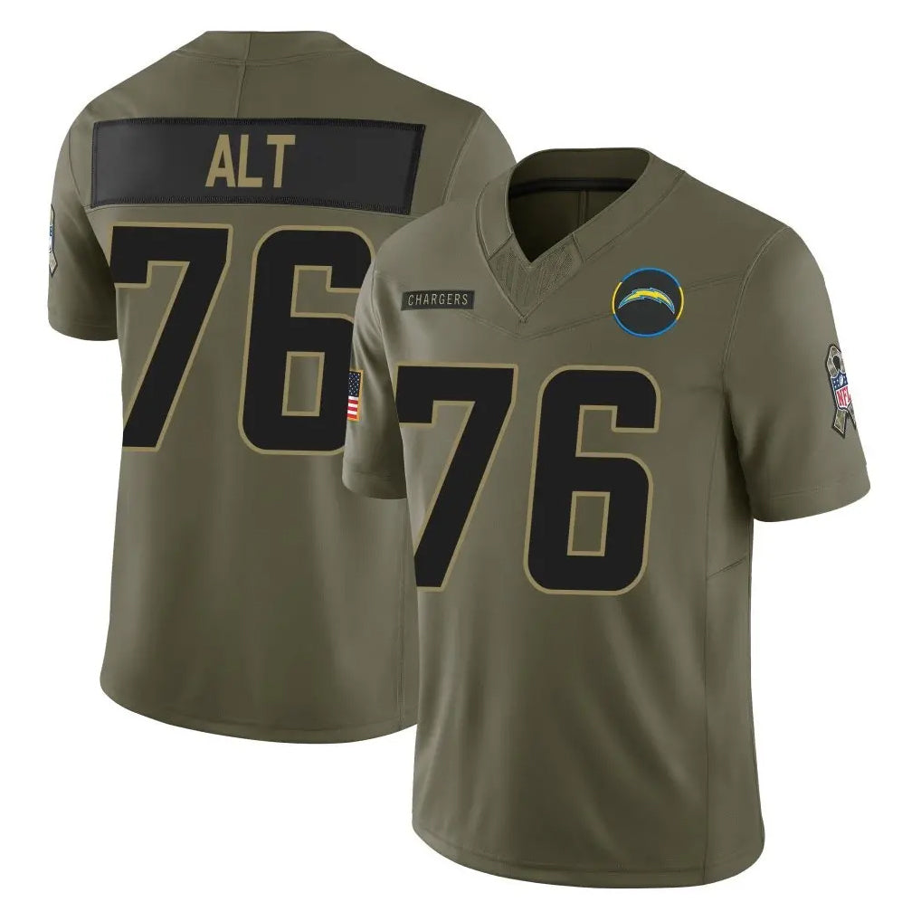 Pkot LA.Chargers #76 Joe Alt Player Olive 2025 Salute To Service Limited Game Stitched Jerseys