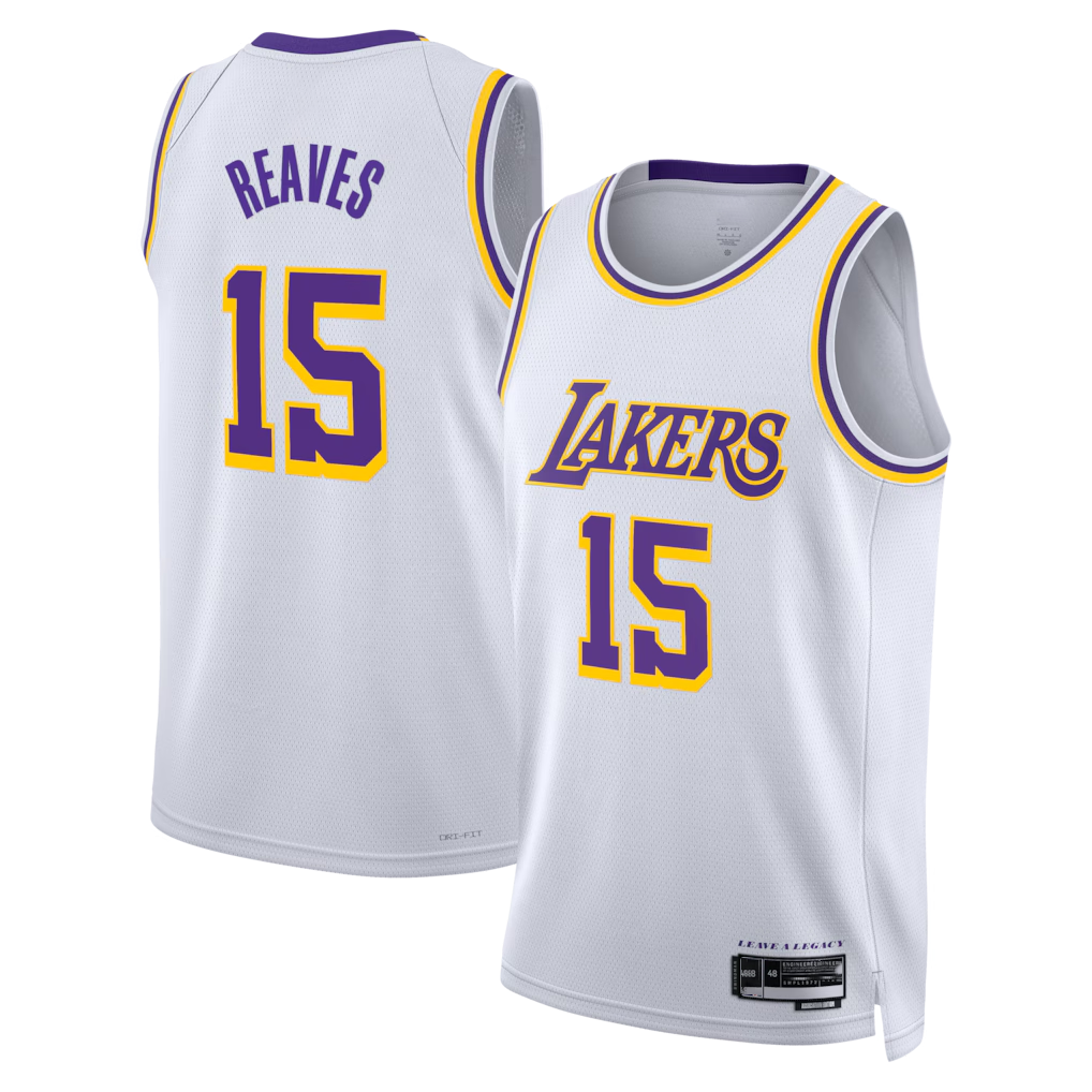 Pkot LA.Lakers #15 Austin Reaves White Association Edition Swingman Stitched Jerseys