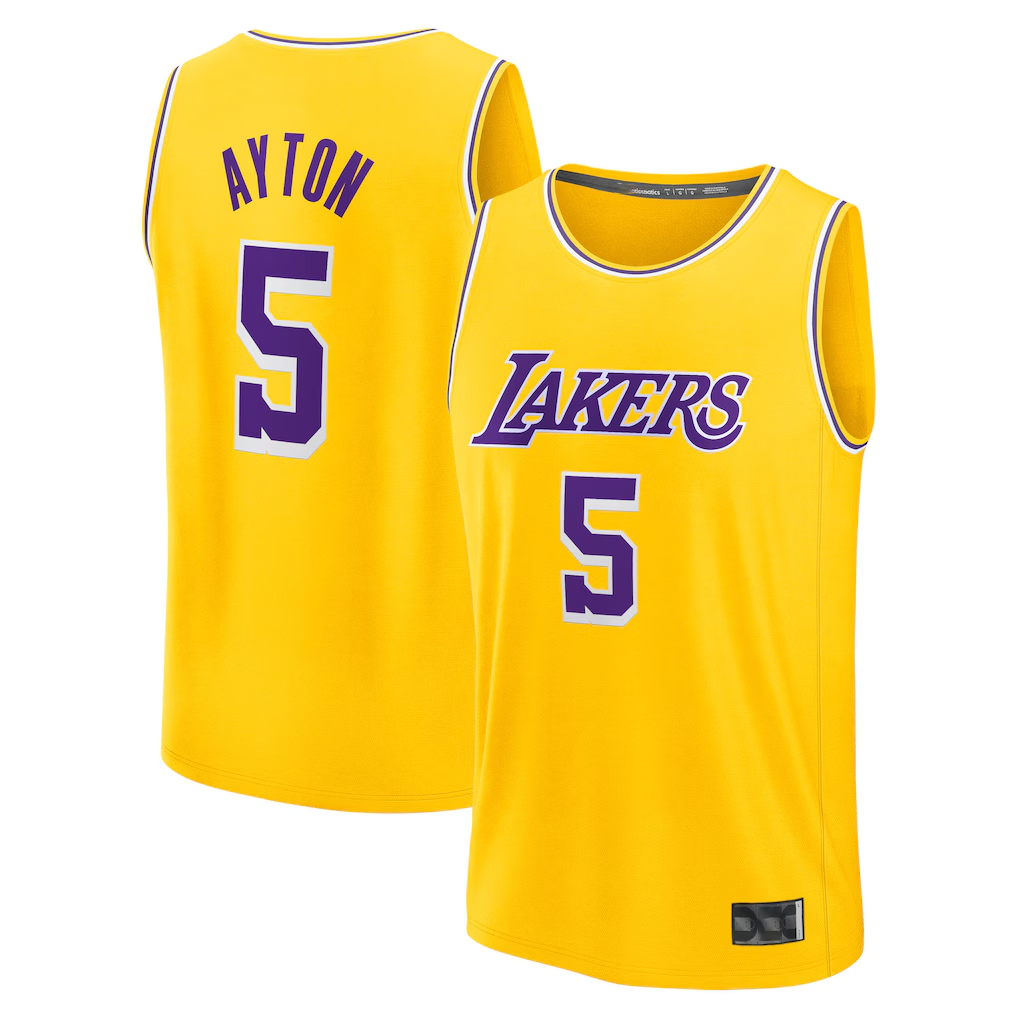 Pkot LA.Lakers #5 Deandre Ayton Gold Fast Break Replica Player Stitched Jerseys - Icon Edition