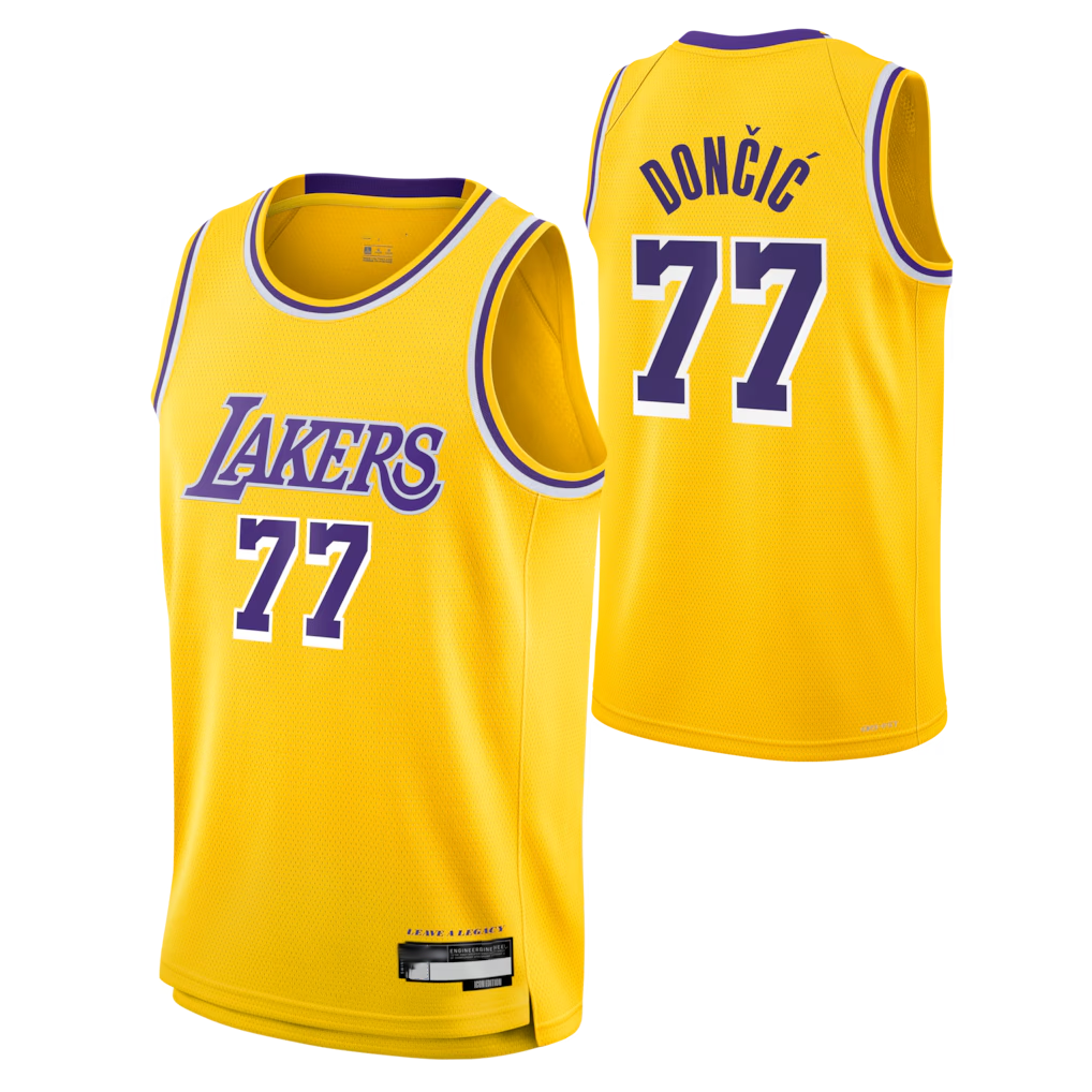 Pkot LA.Lakers #77 Luka Don?i? Gold Swingman Stitched Jerseys - Icon Edition