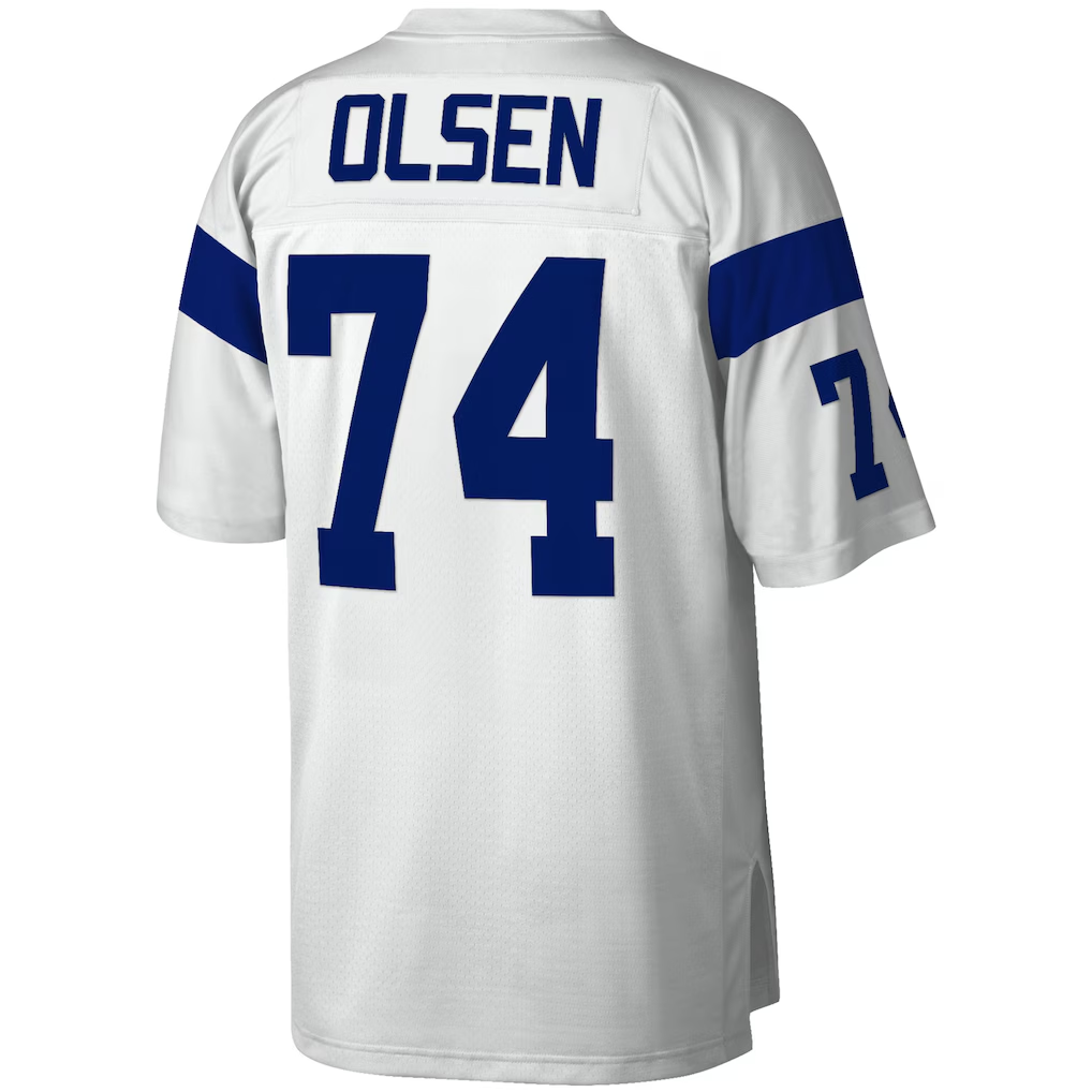 Pkot  LA.Rams #74 Merlin Olsen Mitchell & Ness White Legacy Replica Puhic Stitched Jerseys